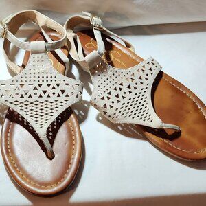 Jessica Simpson sandals sz 8 M white slingback GUC